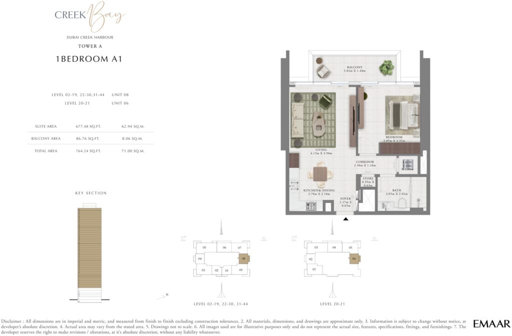 Creek Bay - Floorplans - 1 Bedroom A1