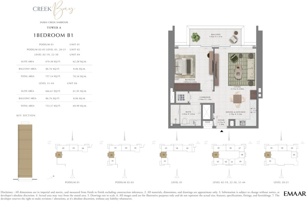 Creek Bay - Floorplans - 1 Bedroom B1