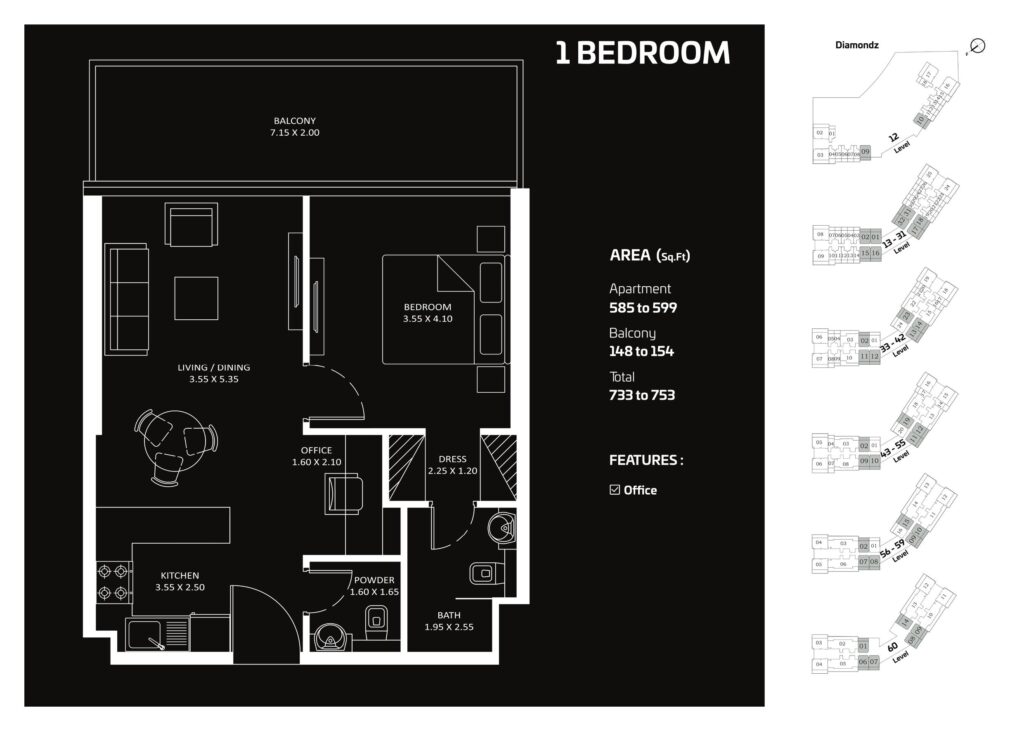 Diamondz by Danube - Floorplans - 1 Bedroom