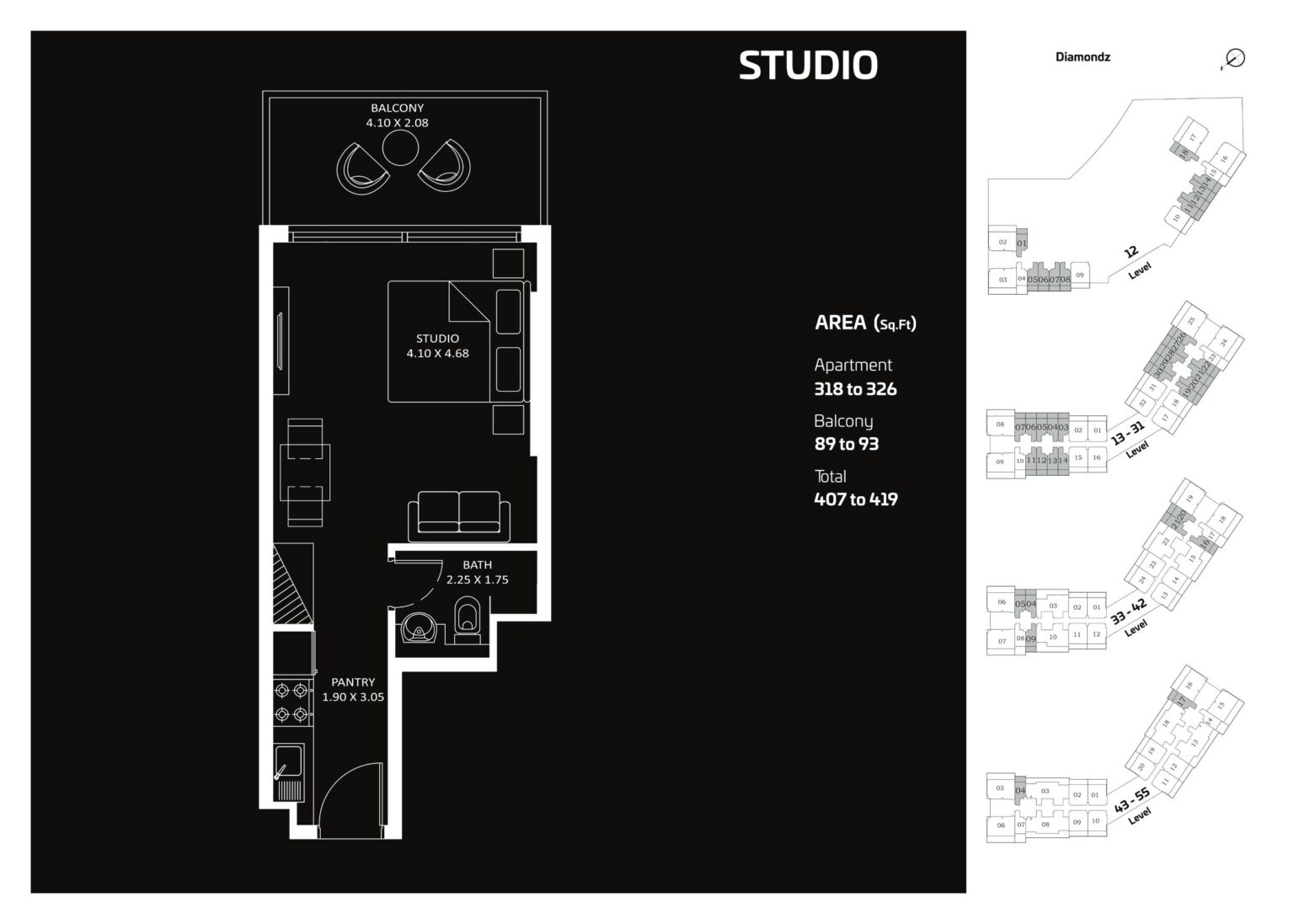 Diamondz by Danube - Floorplans - Studio