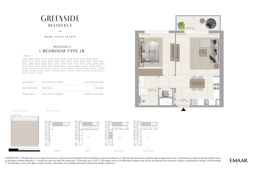 Greenside Residence - Floorplans - 1 Bedroom