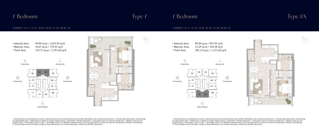 Kempinski Marina Residences - Floorplans - 1 Bedroom