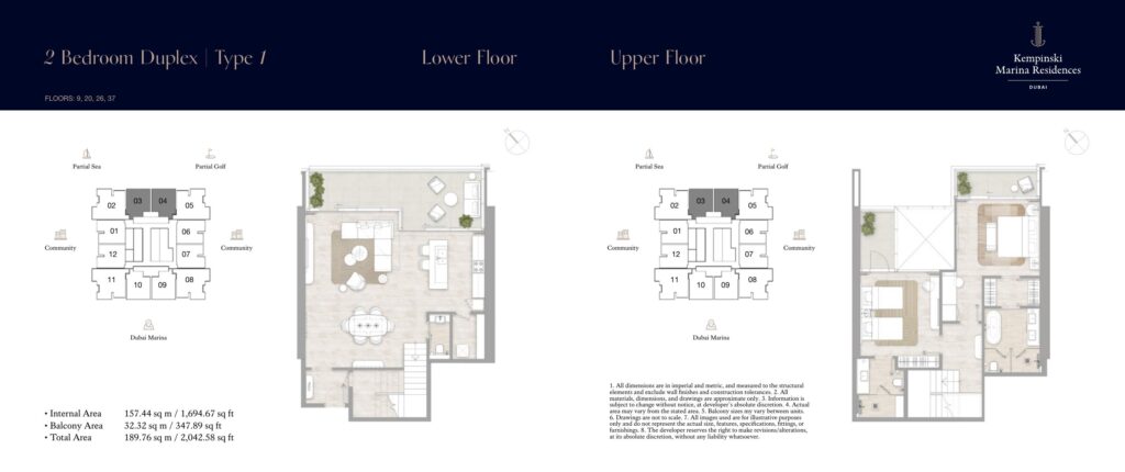 Kempinski Marina Residences - Floorplans - 2 Bedroom Duplex