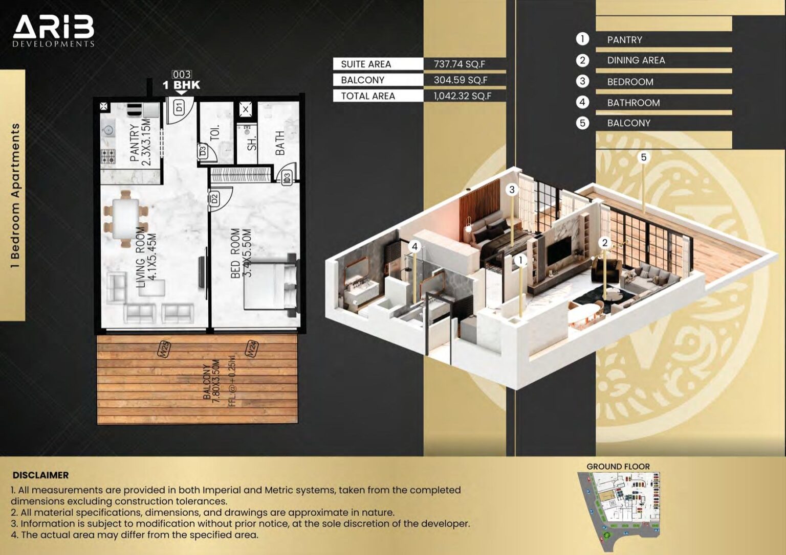 Lumina Vista - Floorplans - 1 Bedroom