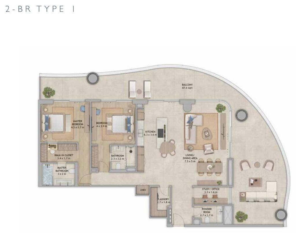 Mamsha Palm - Floorplans - 2.5 Bedroom Type 1
