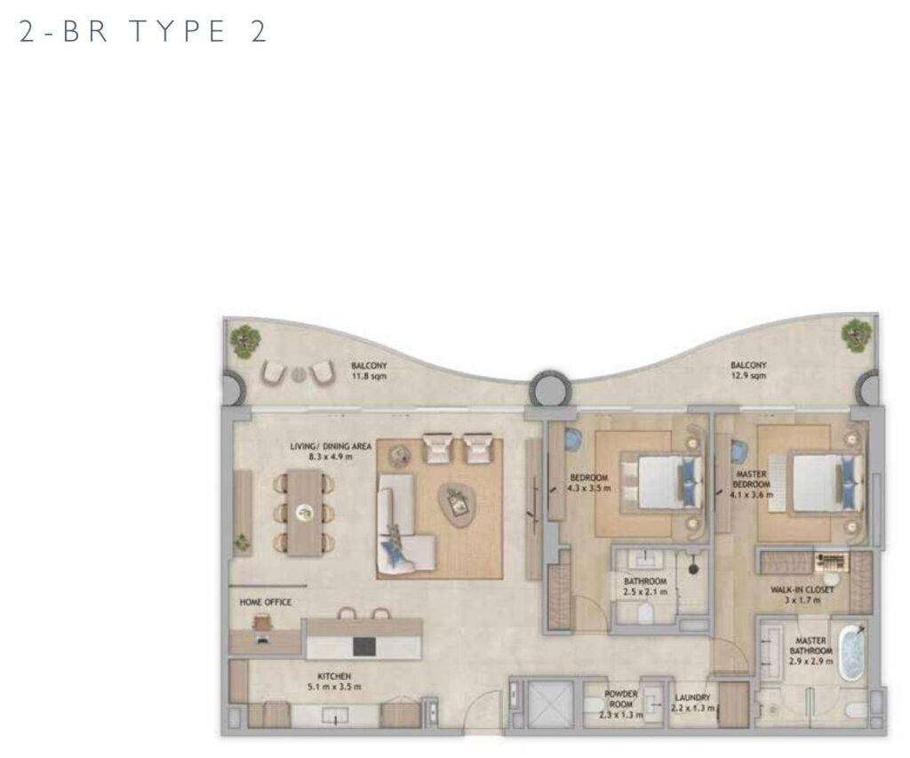 Mamsha Palm - Floorplans - 2.5 Bedroom Type 2
