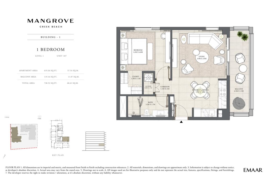 Mangrove at Creek Beach - Floorplans - 1 Bedroom