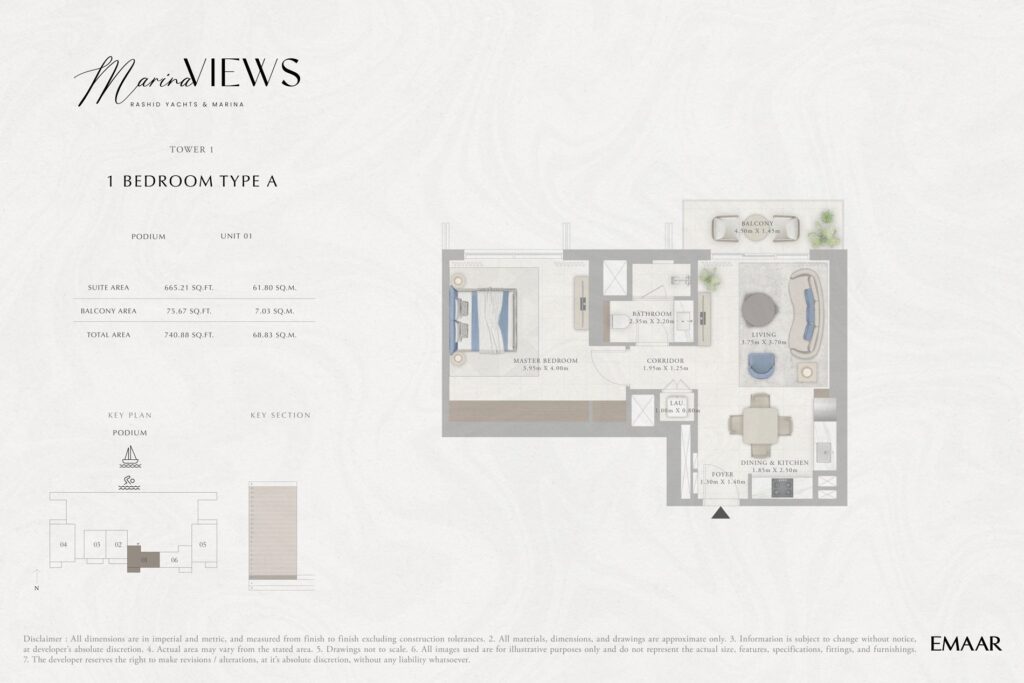 Marina Views - Floorplans - 1 Bedroom