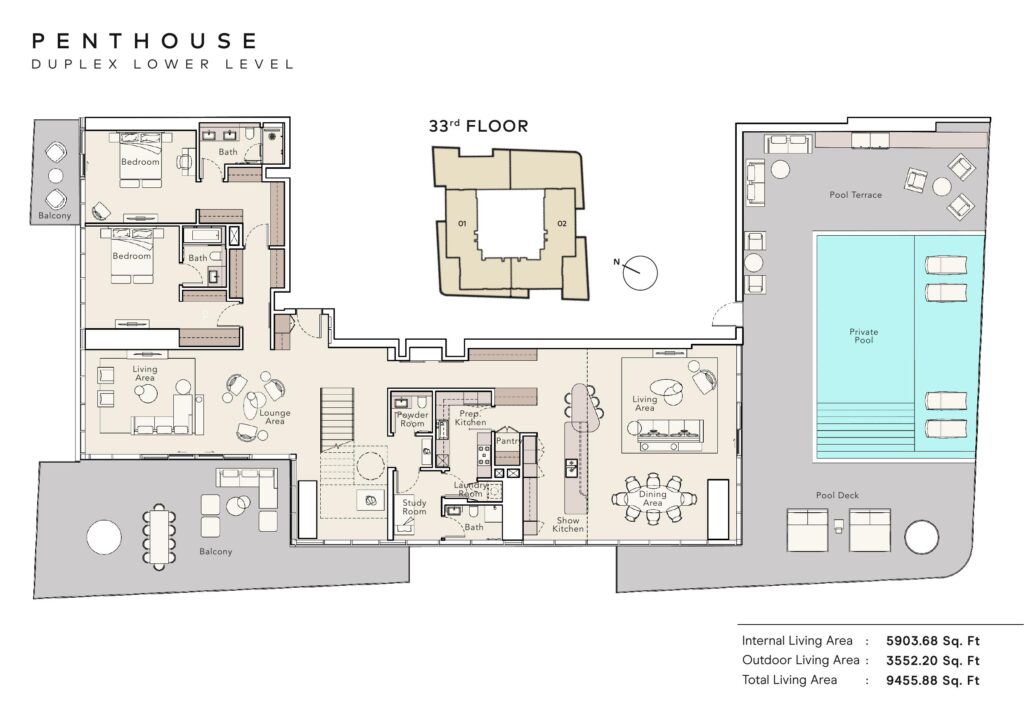 Mercer House - Floorplans - 4 Bedroom Penthouse