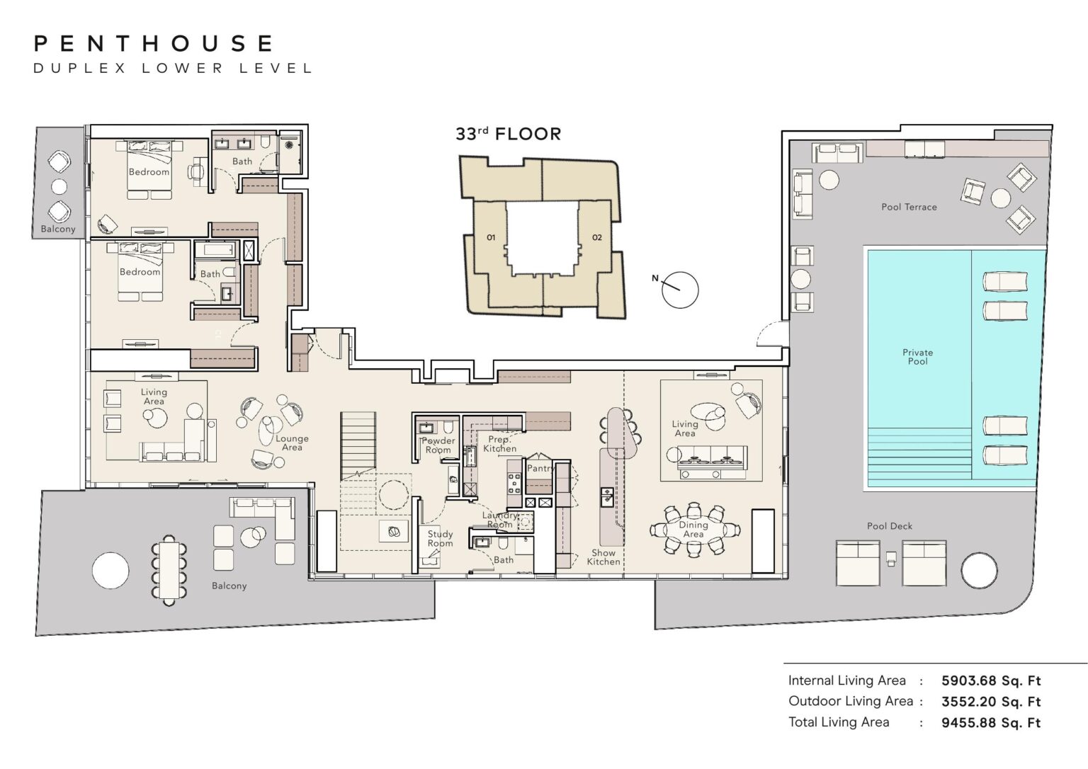 Mercer House - Floorplans - 4 Bedroom Penthouse
