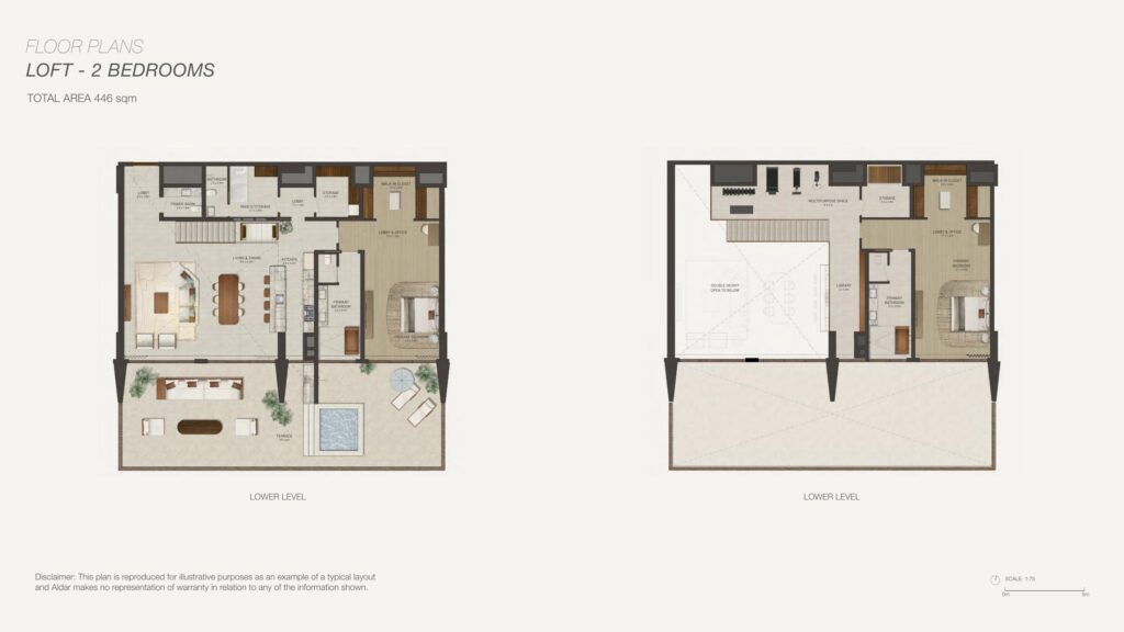 Nobu Residences Abu Dhabi - Floorplans - 2 Bedroom Loft