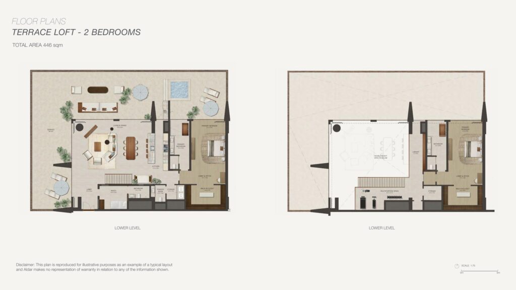 Nobu Residences Abu Dhabi - Floorplans - 2 Bedroom Loft (Terrace)