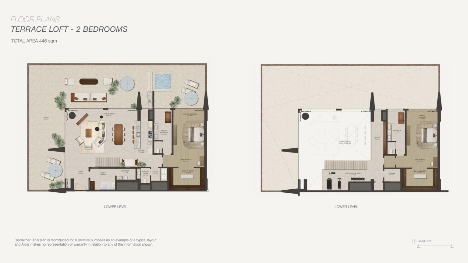 Nobu Residences Abu Dhabi - Floorplans - 2 Bedroom Loft (Terrace)