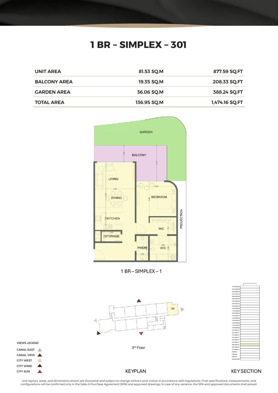 One Residence Al Reem Island - Floorplans - 1 Bedroom