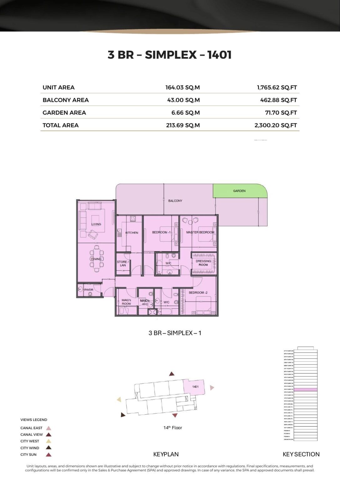 One Residence Al Reem Island - Floorplans - 3 Bedroom