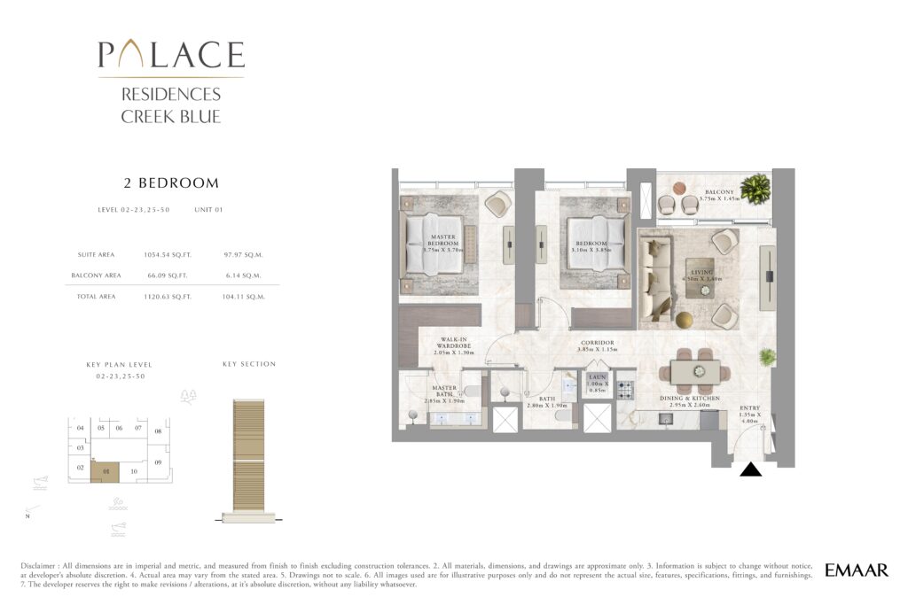 Palace Residences Creek Blue - Floorplan - 2 Bedroom