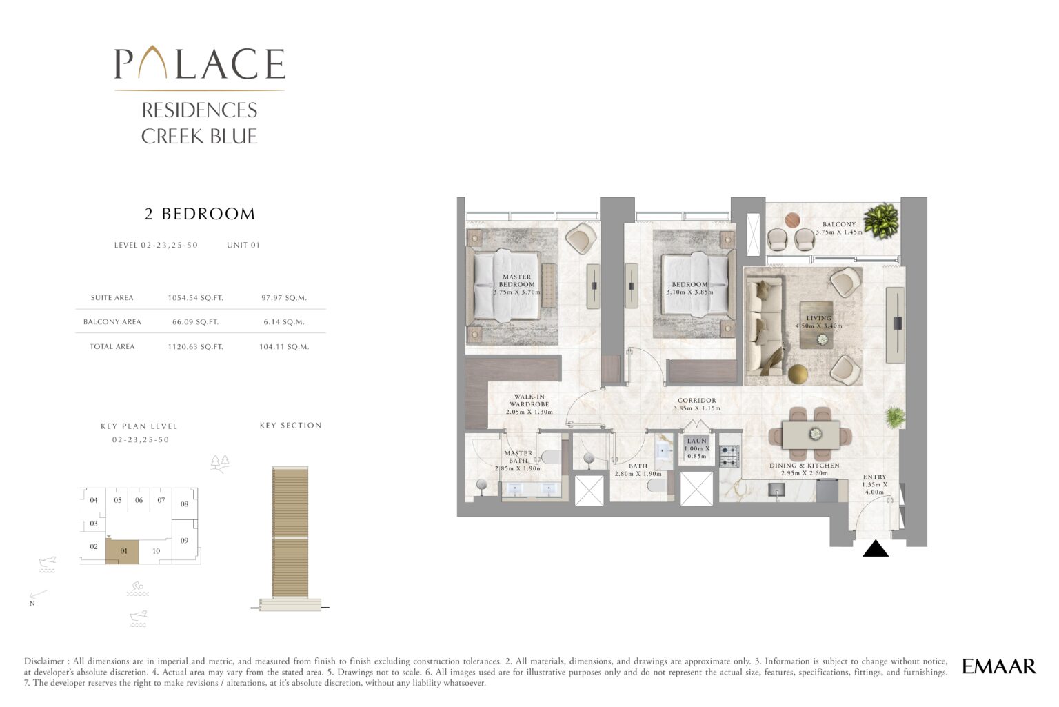 Palace Residences Creek Blue - Floorplan - 2 Bedroom