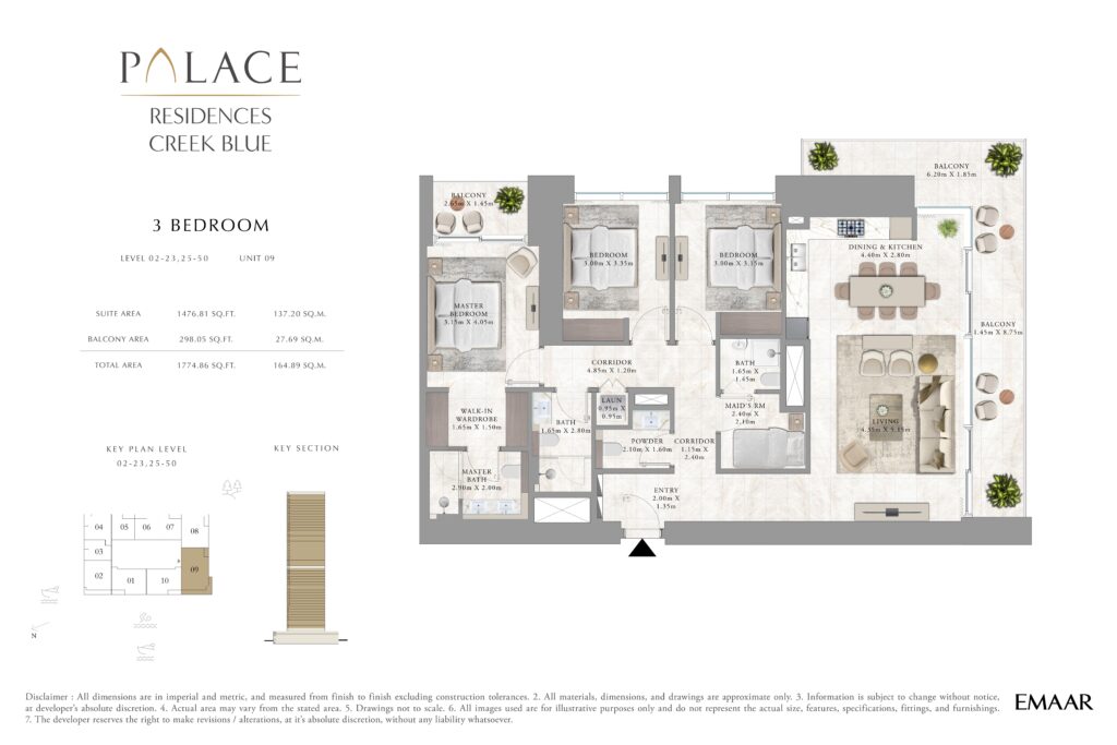 Palace Residences Creek Blue - Floorplan - 3 Bedroom