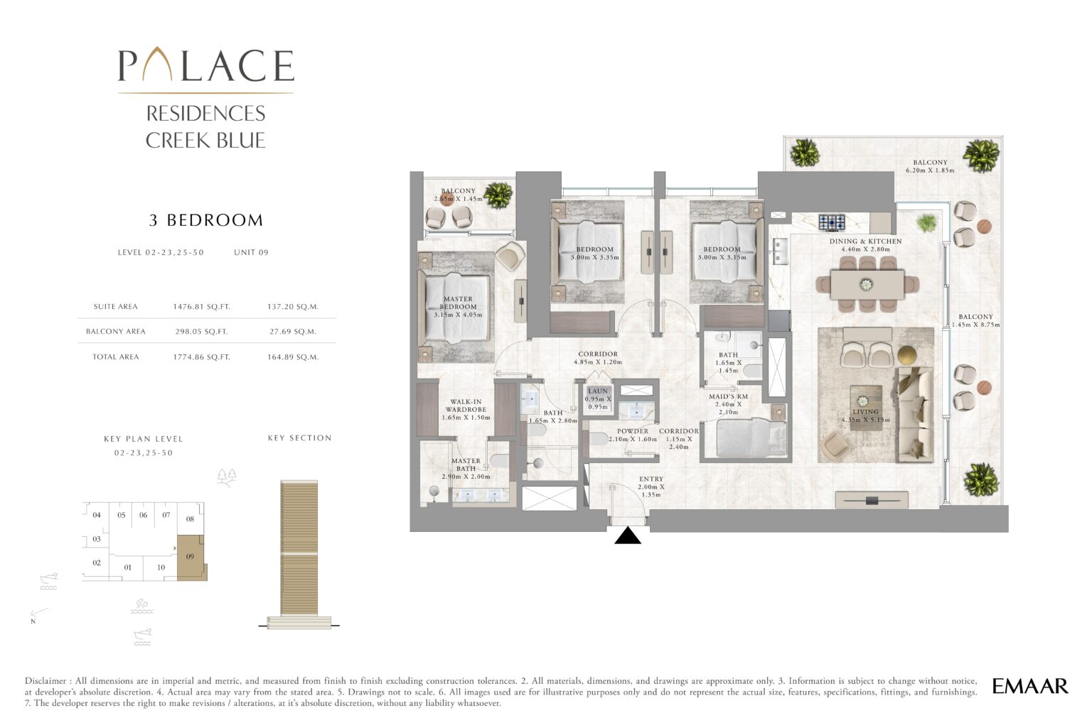 Palace Residences Creek Blue - Floorplan - 3 Bedroom