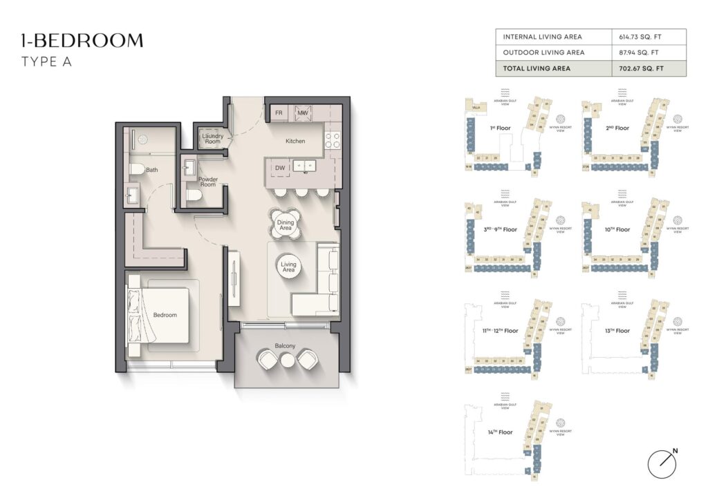 Playa Del Sol - Floorplans - 1 Bedroom Type A