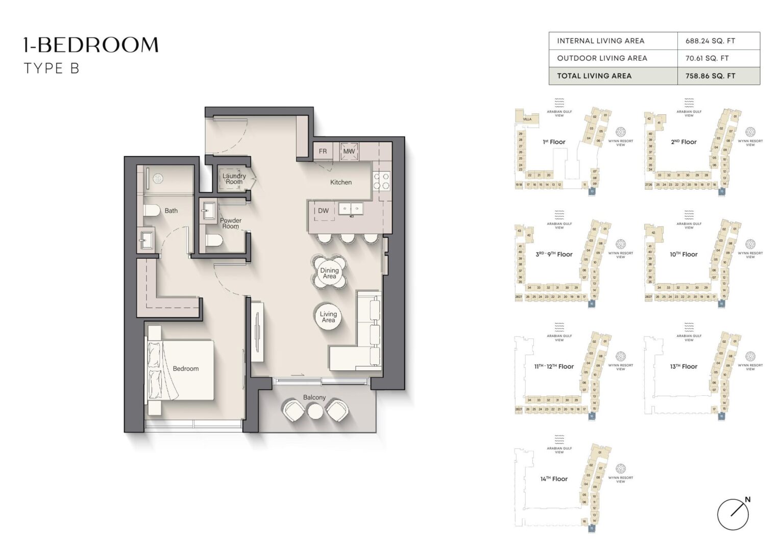 Playa Del Sol - Floorplans - 1 Bedroom Type B