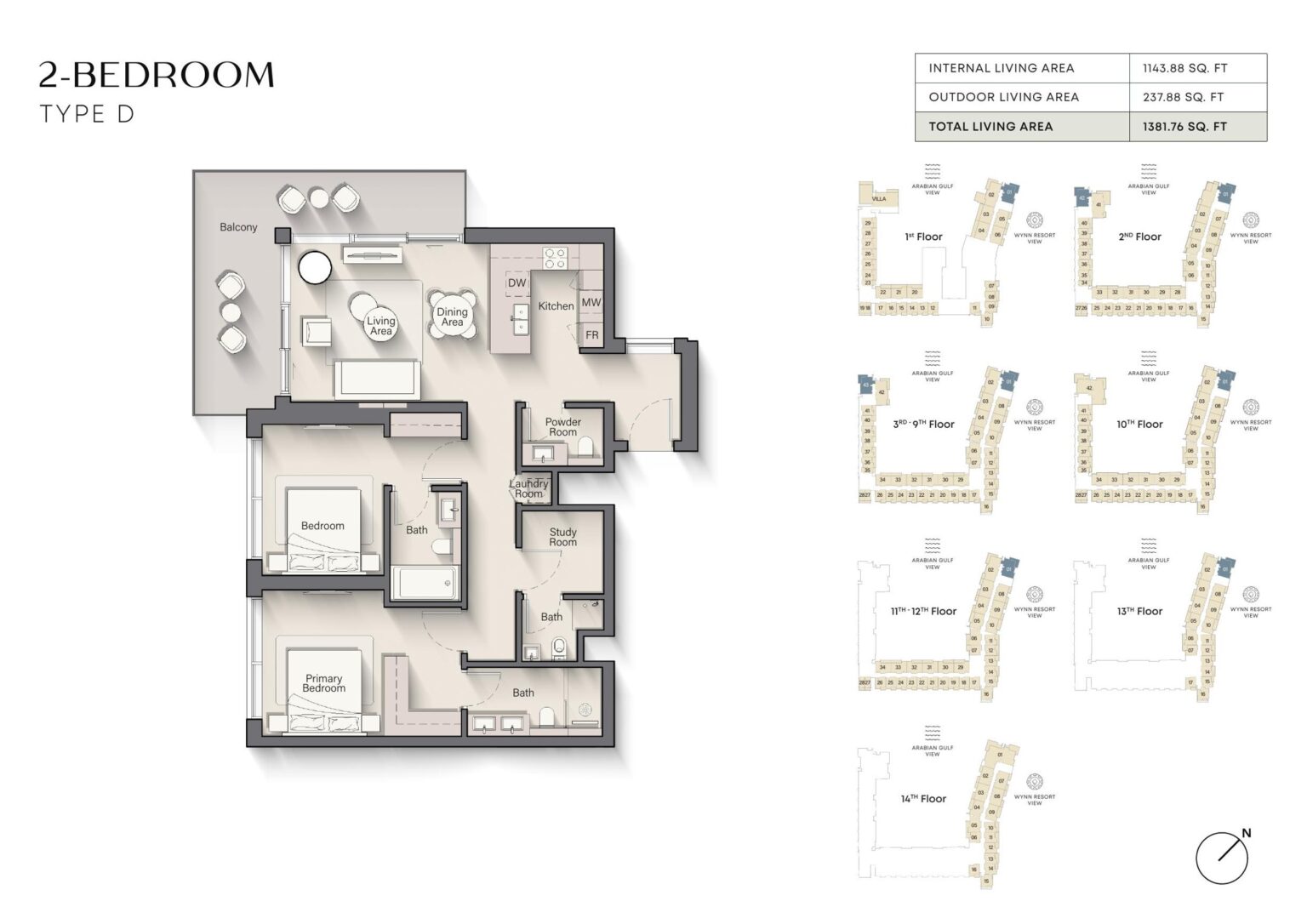 Playa Del Sol - Floorplans - 2 Bedroom Type D