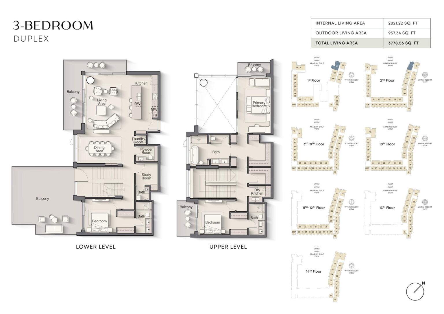 Playa Del Sol - Floorplans - 3 Bedroom Duplex