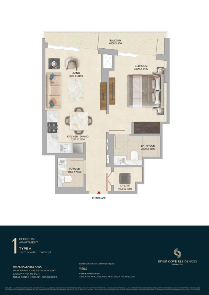 River Cove Residences - Floorplans - 1 Bedroom