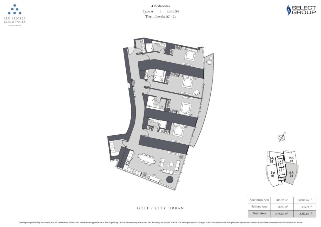 Six Senses Residences Dubai Marina - Floorplans - 4 Bedroom