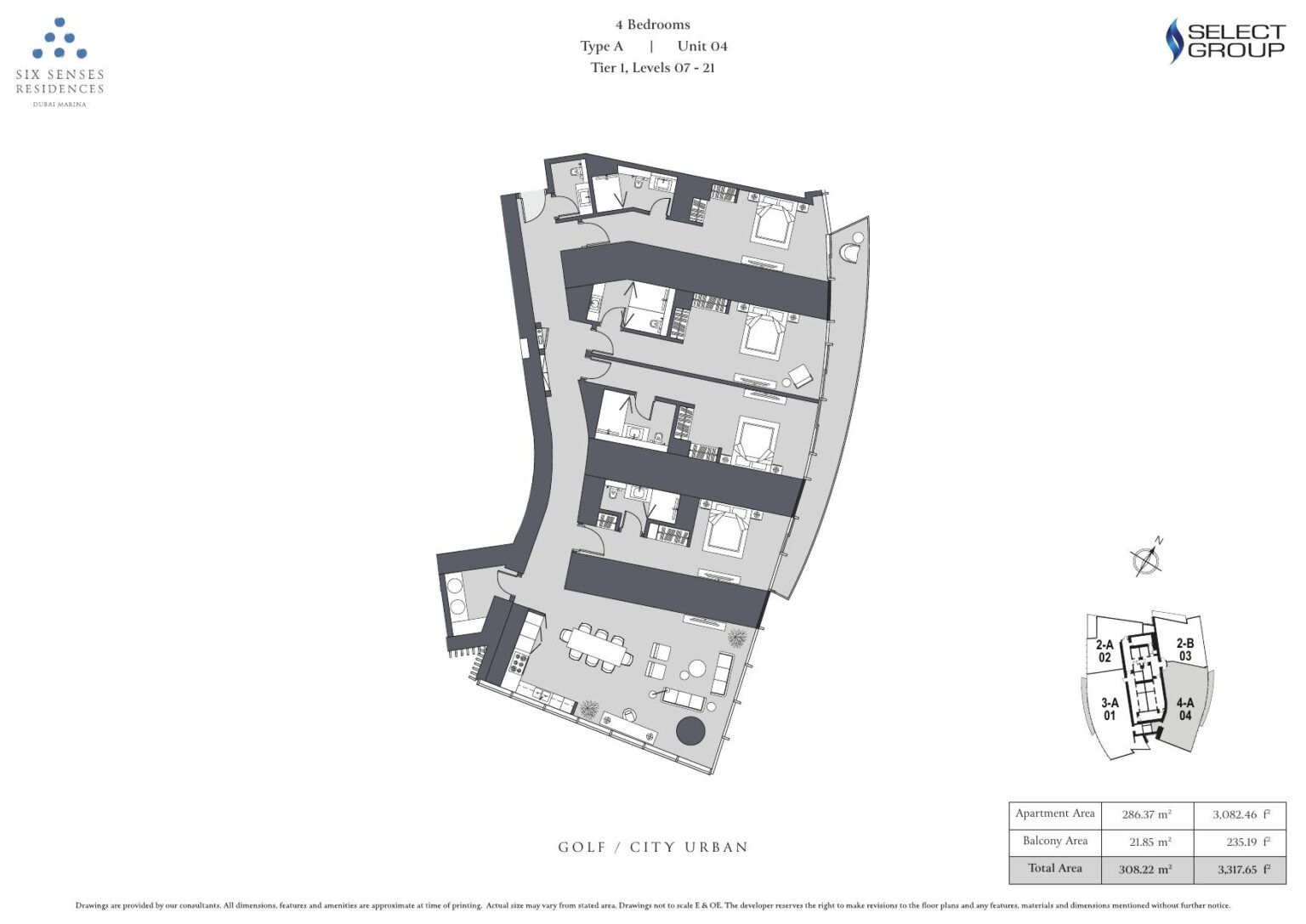 Six Senses Residences Dubai Marina - Floorplans - 4 Bedroom