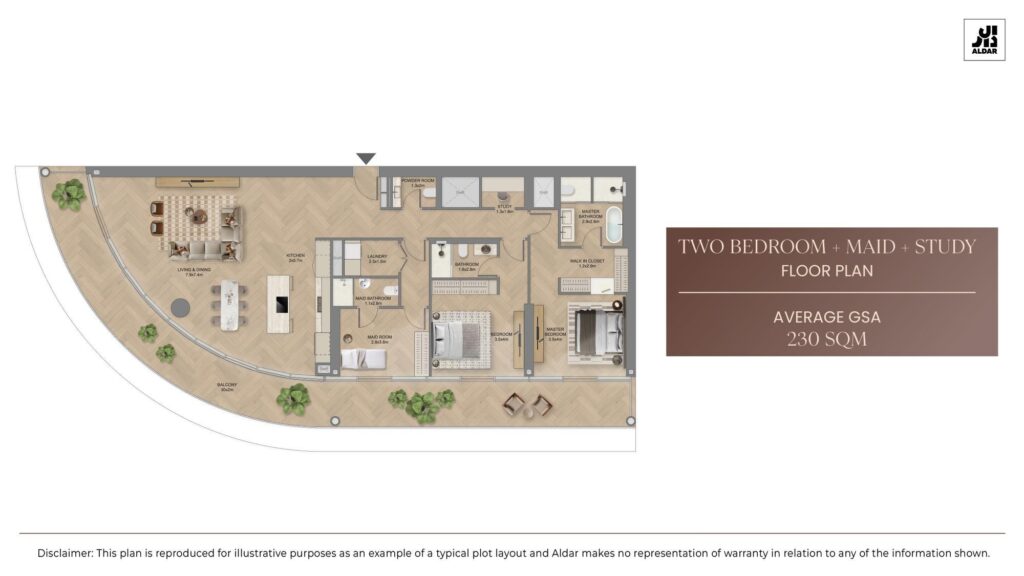 The Row Saadiyat - Floorplans - 2 Bedroom + Maid + Study