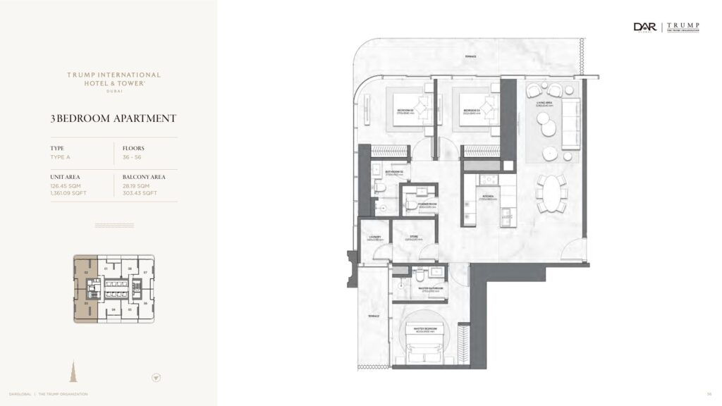 Trump International Hotel and Tower - Floorplans - 3 Bedroom