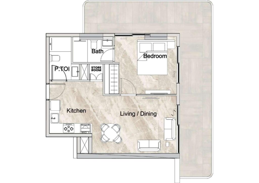 Zyra Vista Residence - Floorplans - 1 Bedroom Type A