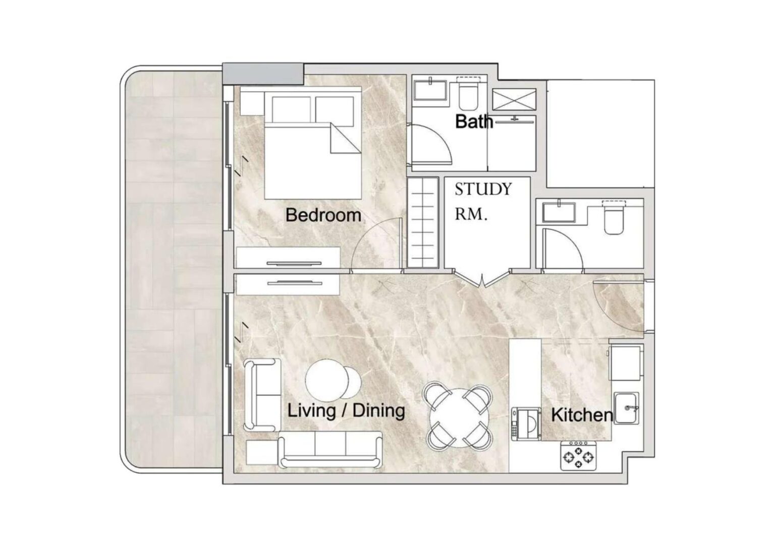 Zyra Vista Residence - Floorplans - 1 Bedroom Type B