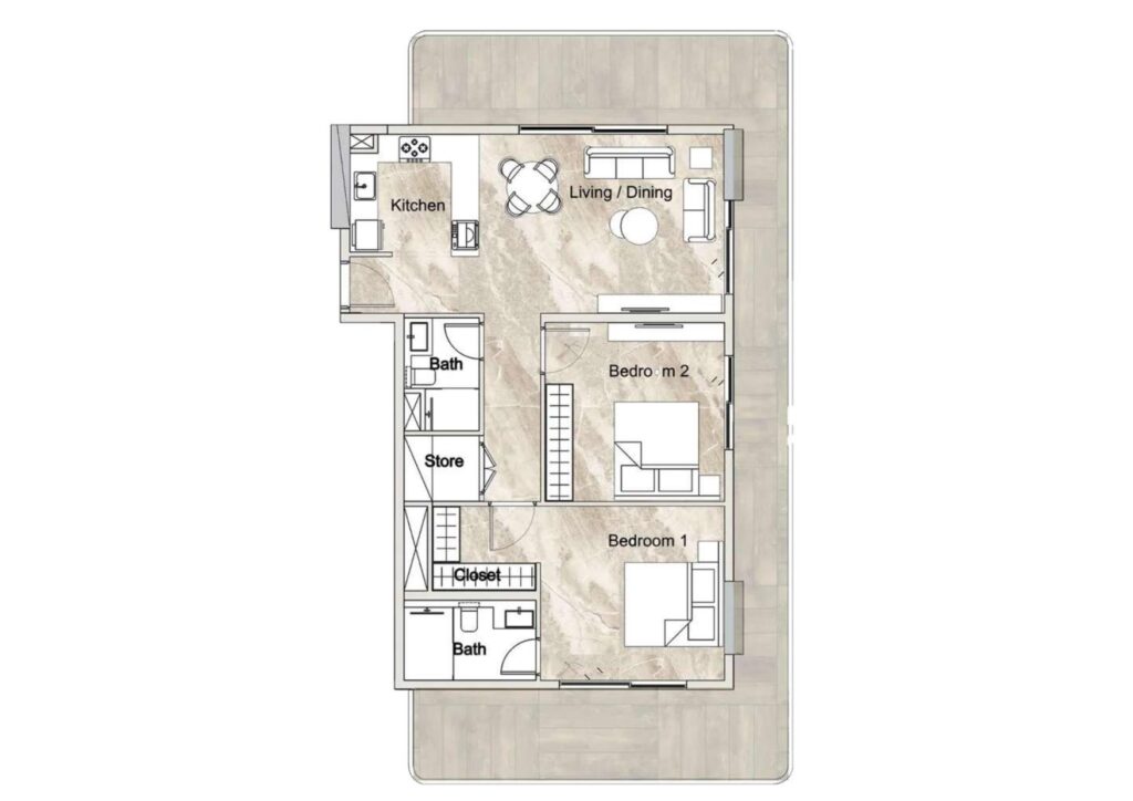 Zyra Vista Residence - Floorplans - 2 Bedroom Type B