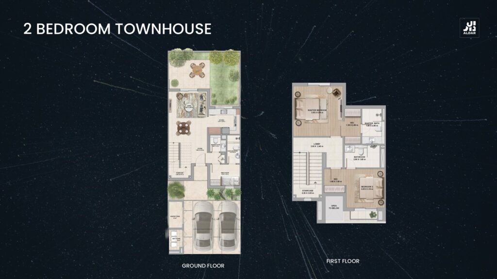 Al Ghadeer Gardens - 2 Bedroom Townhouse Floor Plan