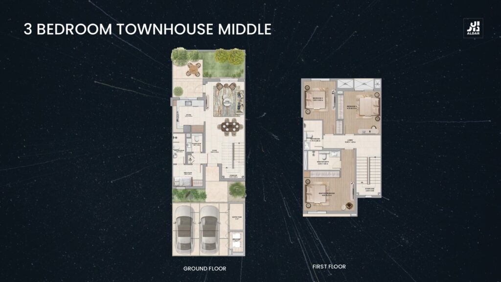 Al Ghadeer Gardens - 3 Bedroom Townhouse Floor Plan
