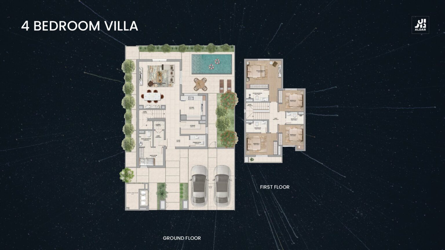Al Ghadeer Gardens - 4 Bedroom Villa Floor Plan