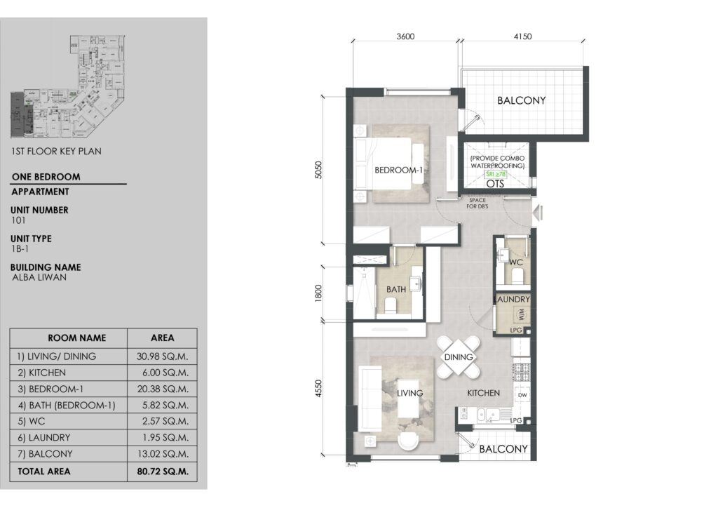 Alba Residence floor plan fp_1br_a