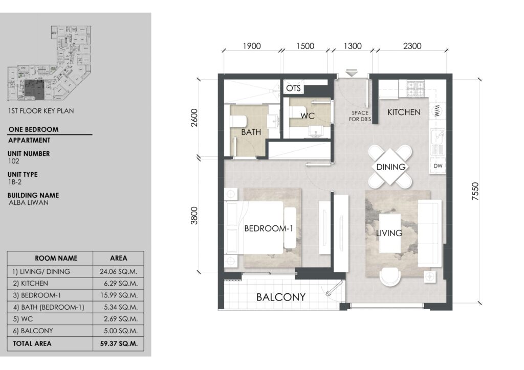 Alba Residence floor plan fp_1br_b