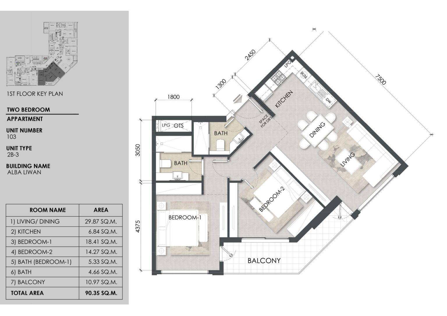 Alba Residence floor plan fp_2br_a