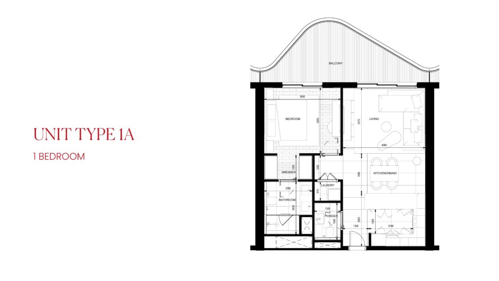 Rosso Bay Residences 1 Bedroom floor plan