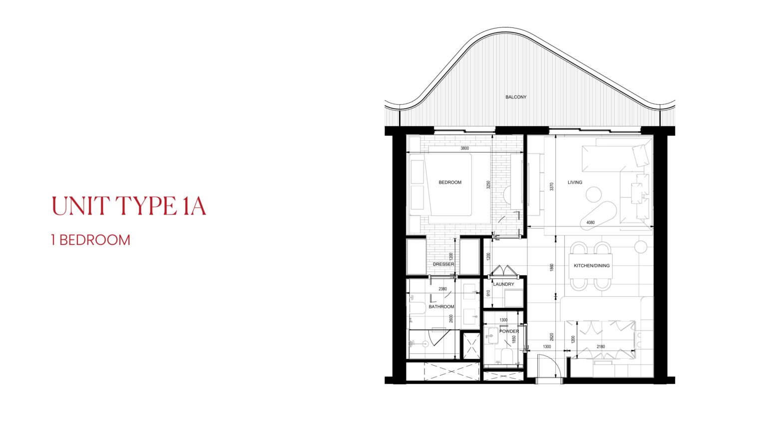 Rosso Bay Residences 1 Bedroom floor plan