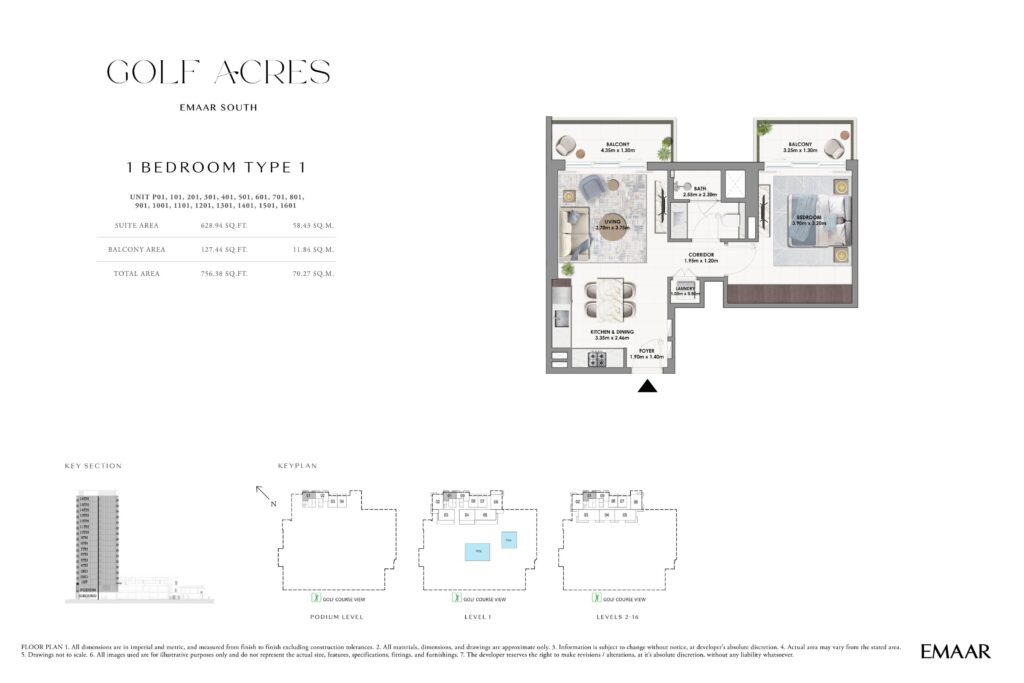 Golf Acres 1 Bedroom floor plan