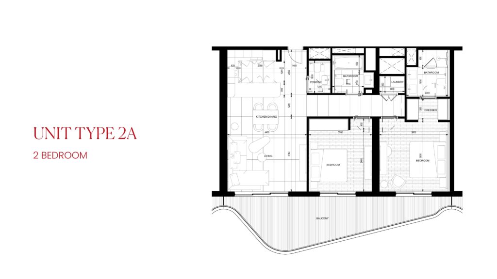 Rosso Bay Residences 2 Bedroom floor plan
