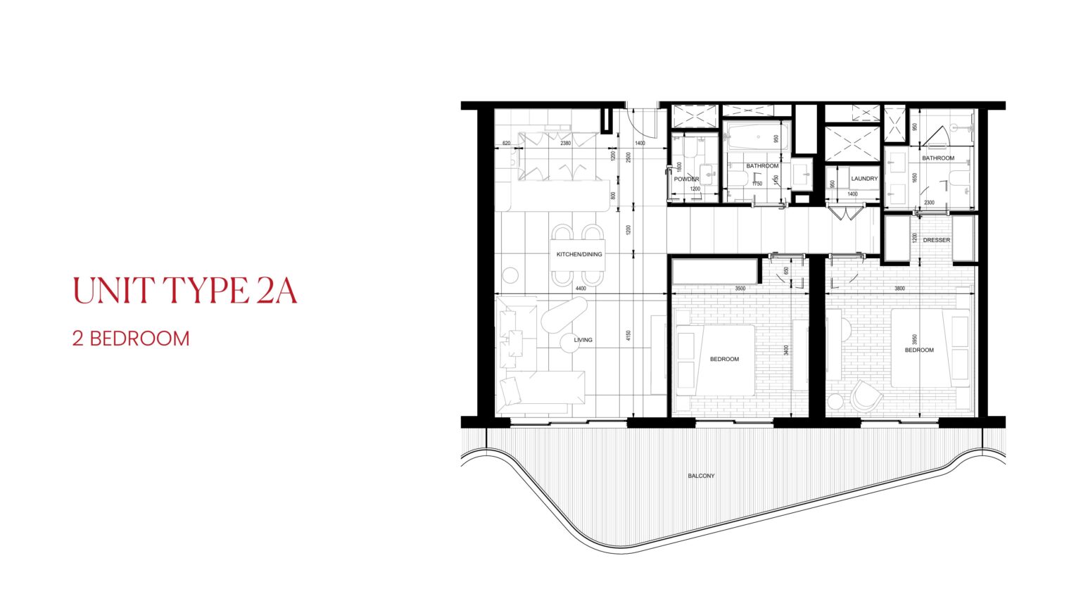 Rosso Bay Residences 2 Bedroom floor plan