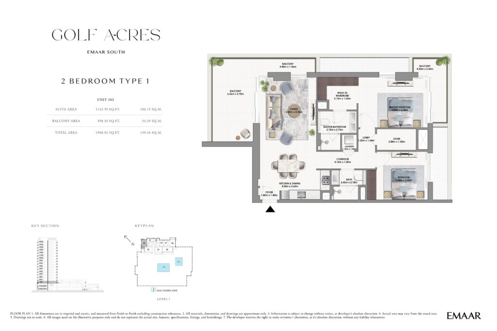 Golf Acres 2 Bedroom floor plan
