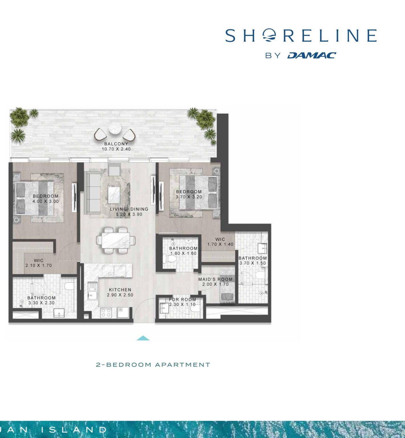 Shoreline 2 Bedroom apartment floor plan