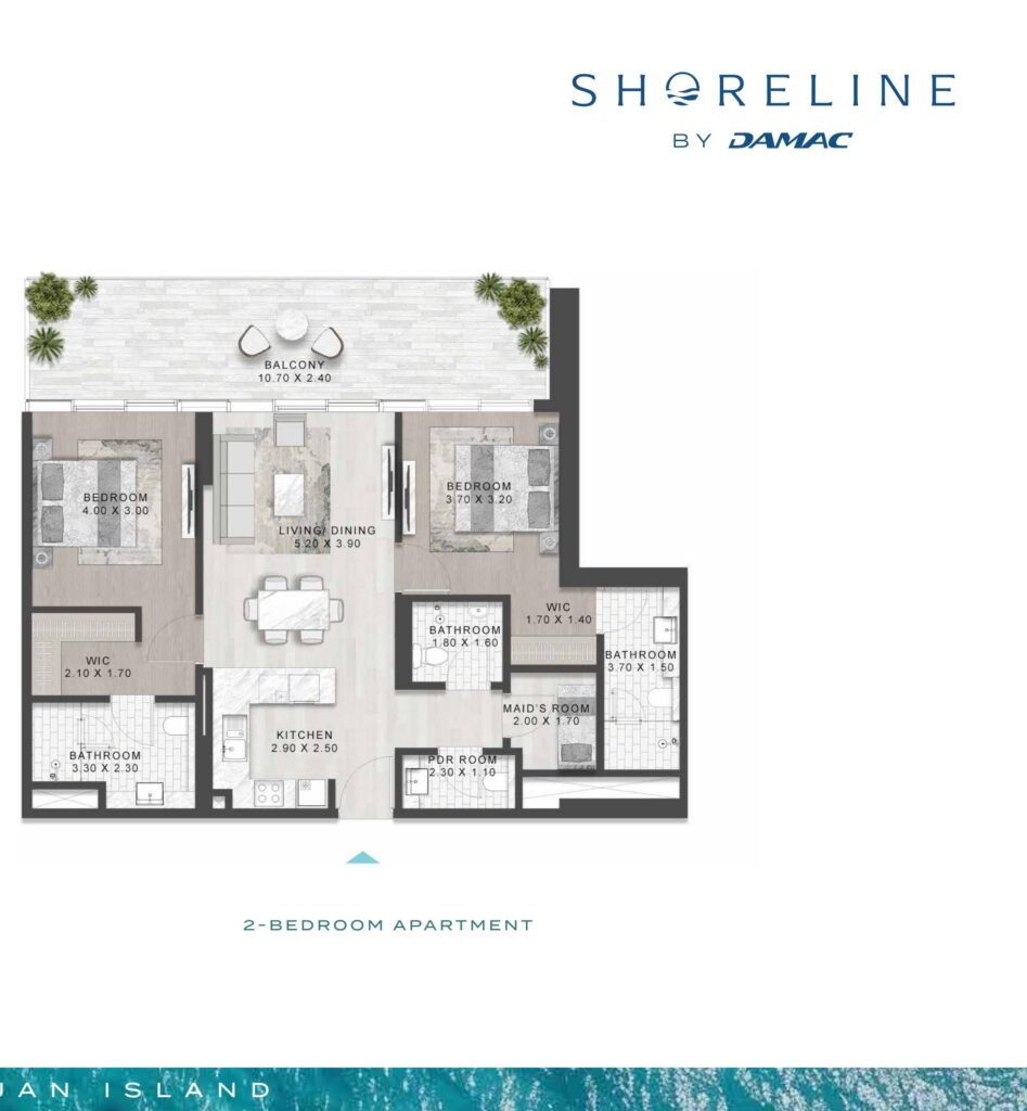 Shoreline 2 Bedroom apartment floor plan