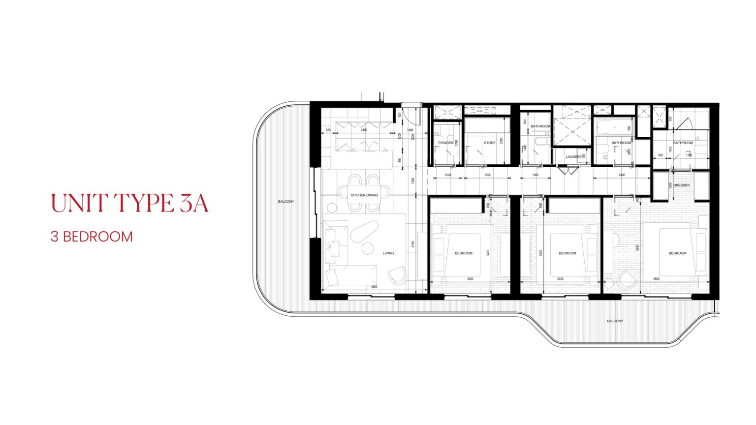 Rosso Bay Residences 3 Bedroom floor plan